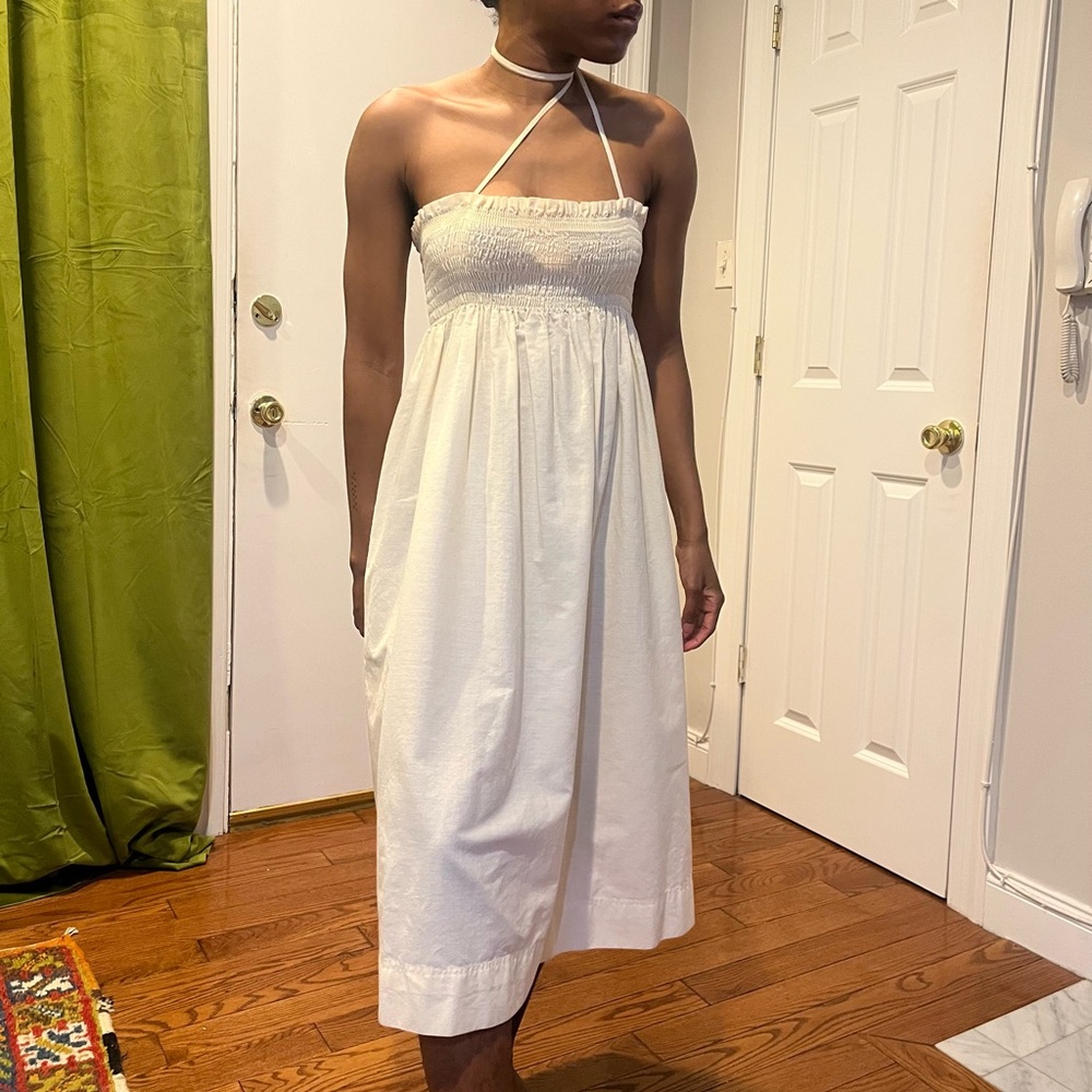 Vintage Cream smocked midi dress - Picture 3 of 8